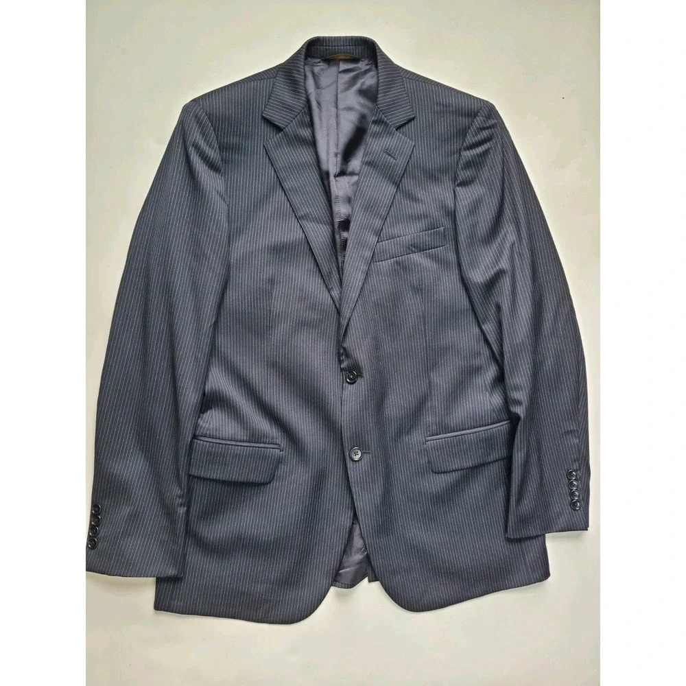 Brooks Brothers 1818 Fitzgerald 41R Sport Coat Blue Stripe Wool Italy 2 Button